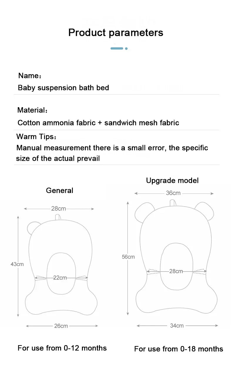 Baby Bath Seat Floating Water Pad Portable Foldable Baby Bathtub Pad Ajustable Bath Tub Shower Cushion Newborn Support Seat Mat