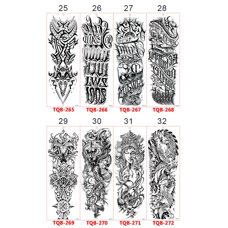 Full-arm Tattoo Stickers With The Crown Of The Virgin Of Jesus And Lion Waterproof Tattoo Stickers