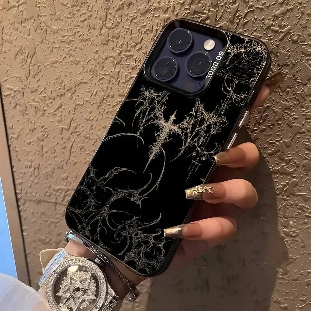 Vintage Gothic Cross Angel Pattern Design Protective Cover for iPhone 17 16 15 14 13 12 11 16E Series Pro Max Plus