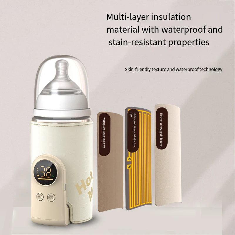 USB Multifunctional High-capacity Baby Feeding Bottle Smart Temperature Control Warmer Screen Newborn Baby Bottle Warmer Sleeve