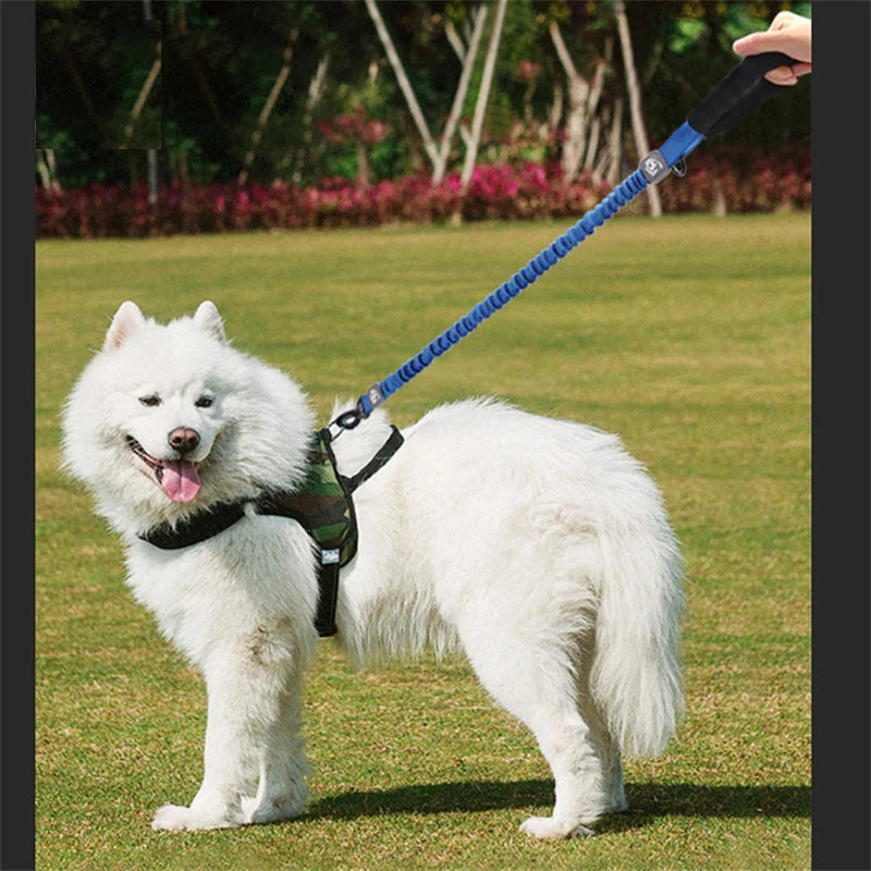 50cm Short Dog Leash Big Dog Training Leash Elastic Tactical Dog Lead Strong Short Traction Rope Durable Large Dog Leash Green