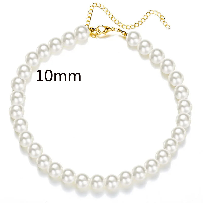 White Imitation Pearl Choker Necklace Elegant Big Round Pearl Wedding Necklace for Women Charm Fashion Jewelry Gifts
