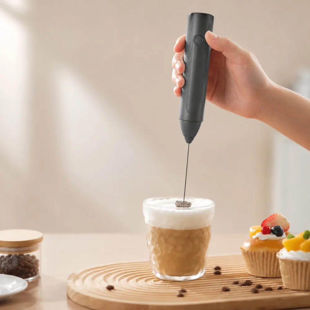 Electric Coffee Frother/MILK Whisk+Egg Beater MINI Food Blender USB Rechargeable Handheld Three Speeds Espresso Tools