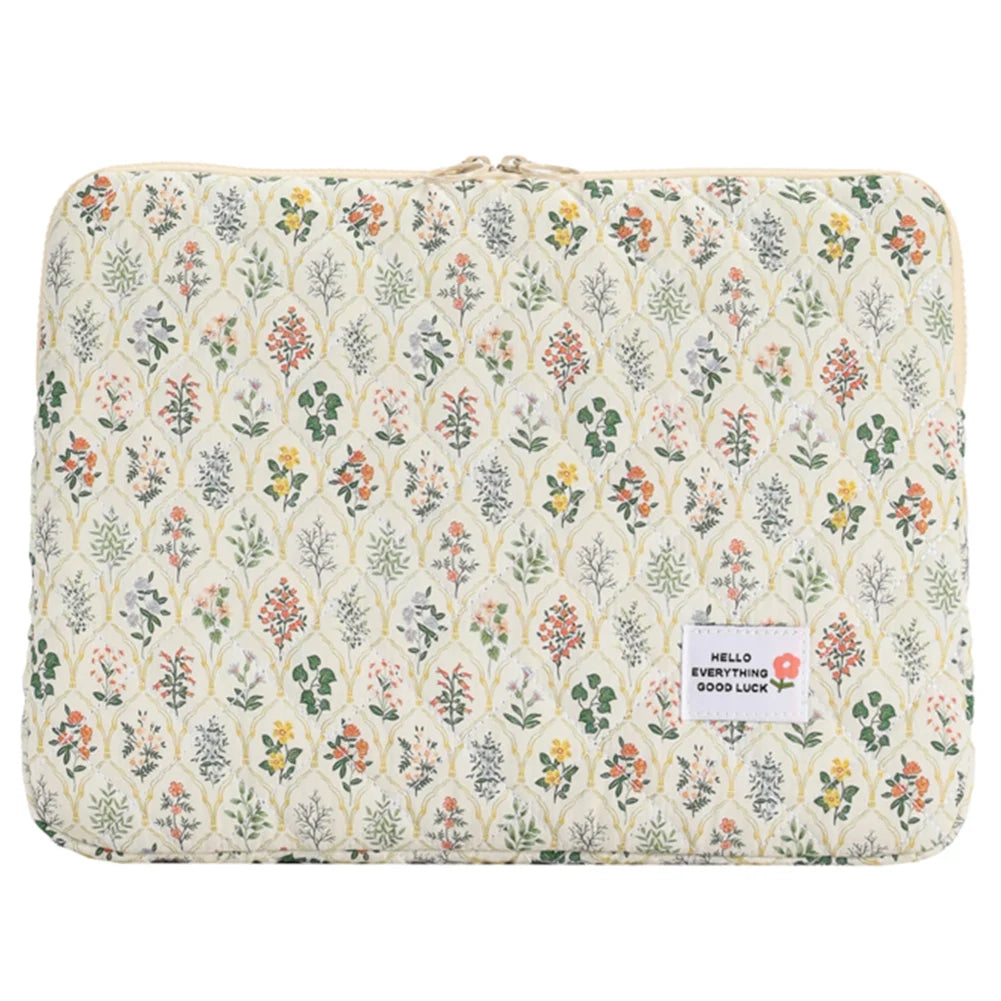 Flower Printed Laptop Sleeve Case Bag for Quilted Protective Laptop Case Computer Sleeve Clutches for 11-15 Inch Laptop Tablet