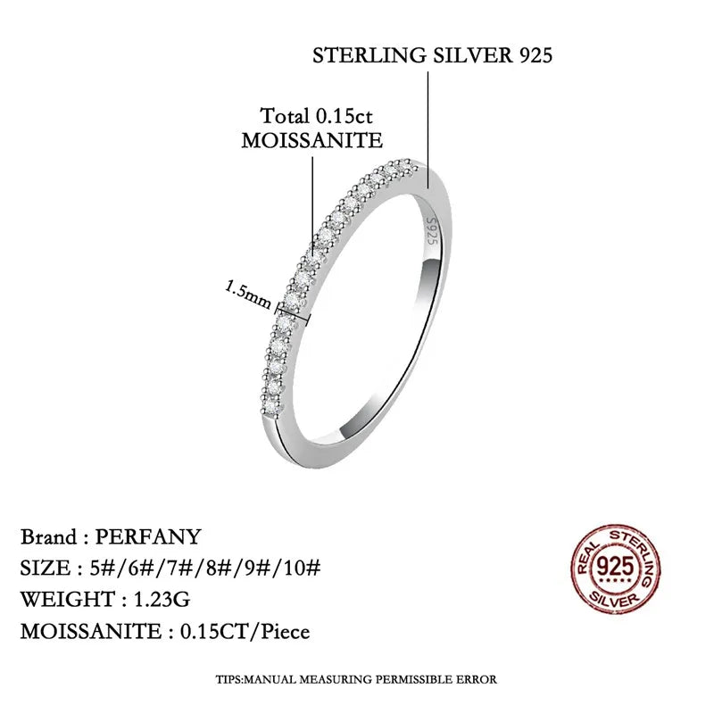 PERFANY GRA Certified Moissanite Ring for Women S925 Pure Silver Classic Eternal Laboratory Diamond Wedding Fashion Jewelry
