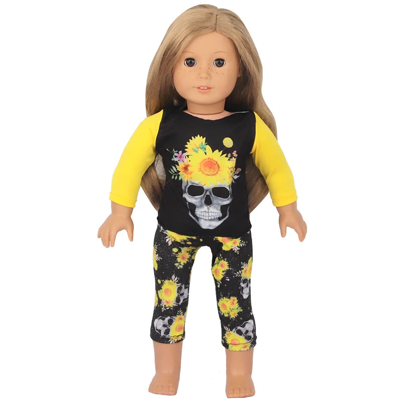 Halloween Doll Clothes Festival Pumpkin, Skeleton Costumes For 18 Inch American&43cm Baby New Born,OG,Life Girl Doll Accessories