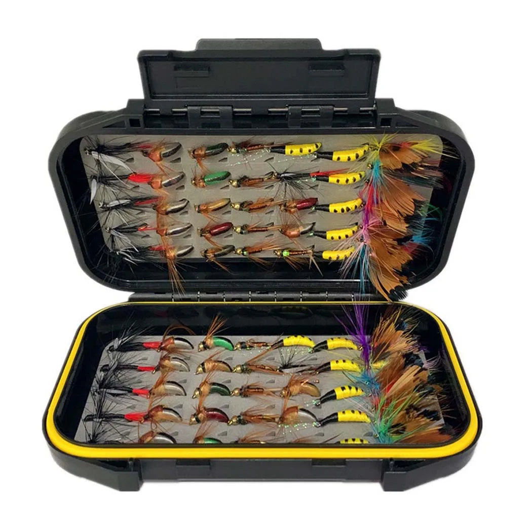 24-100Pcs Dry/Wet Flies Handmade Fly Fishing Artificial Fly Baits Lures Fly Assortment Trout Bass Fishing, with Flies Box