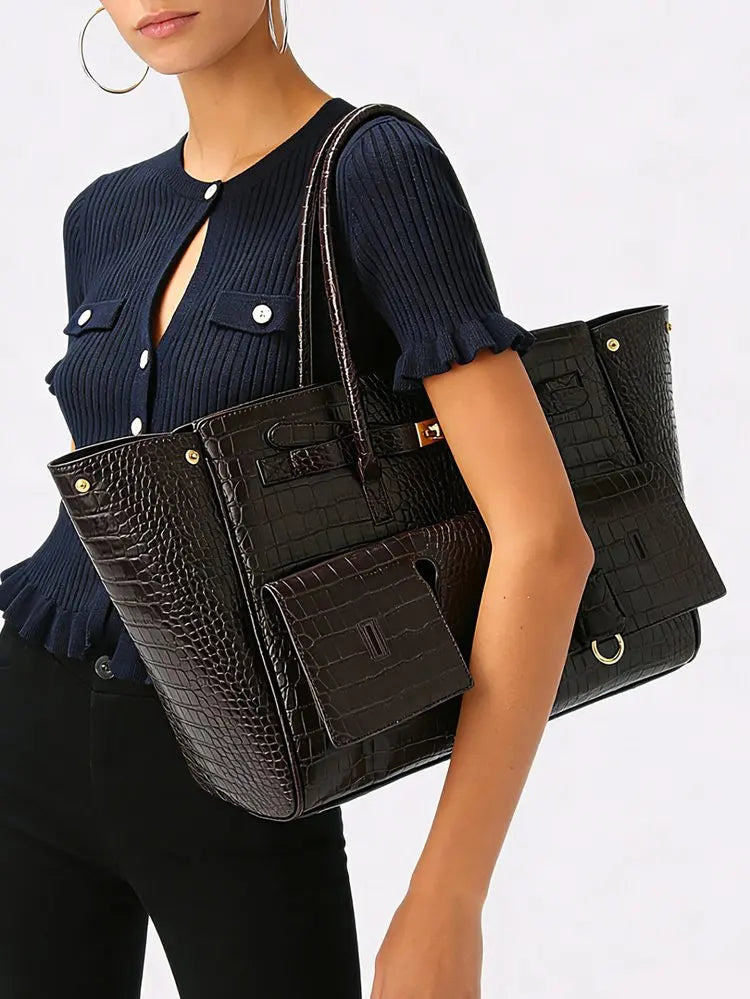 Luxury Leather Diaper Bag For Women Minimalist Design Handbag Elegant Classic Commuter Large Capacity Bag