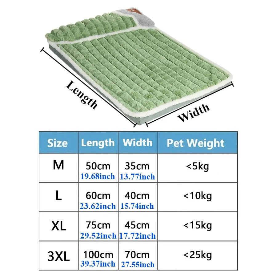 2024 NEW Winter Warm Dog Sleeping Mat Comfortable Dog Bed Plush Pet Mat for Small Medium Large Dogs Square Puppy Bed with Pillow