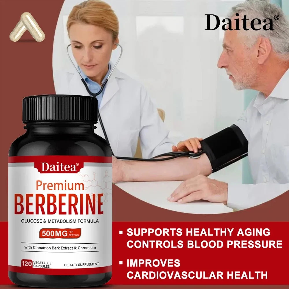Berberine Hydrochloride with Cinnamon - Support Glucose Balance, Liver Health, Digestion, Non-GMO, Gluten-Free