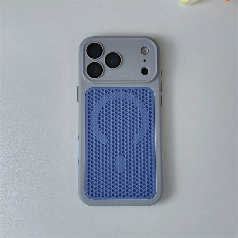 Heat Dissipation Mesh Magnetic Case for iPhone 17 15 14 13 12 16 Pro Max Plus For Magsafe Lens Protector Shockproof Bumper Cover