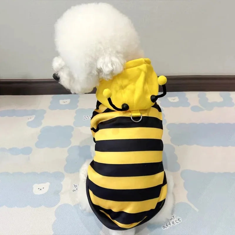 Bee Dog Clothes for Autumn and Winter Schnauzer Teddy Small Puppy Cat Pet Hoodie Bee Transformation Suit Dog Cat Cosplay Costume