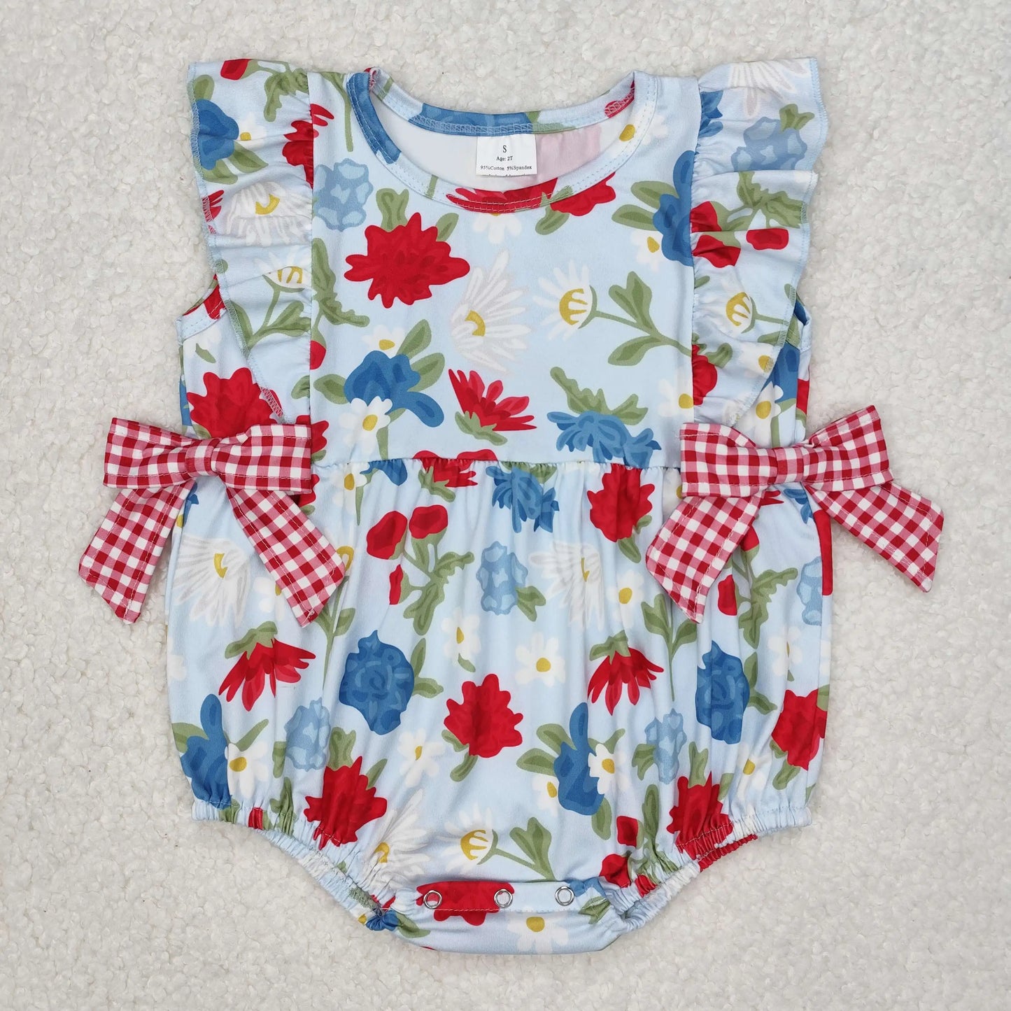 4.14y NEW stock baby girls summer romper wholesale boutique embroidery pattern floral flowers purple flying sleeves onesie