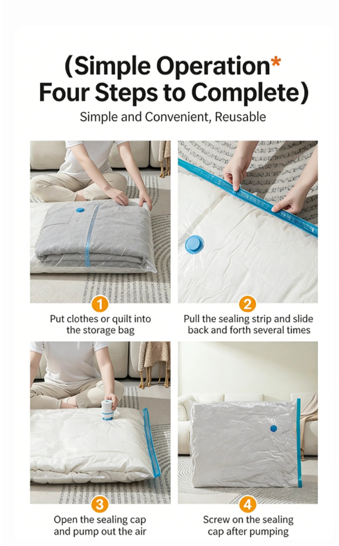 Vacuum Bag for Clothes, Air Vacuum Bag with Pump, Travel Essentials, Space Saver Bags for Comforters Blankets Storage Organizer