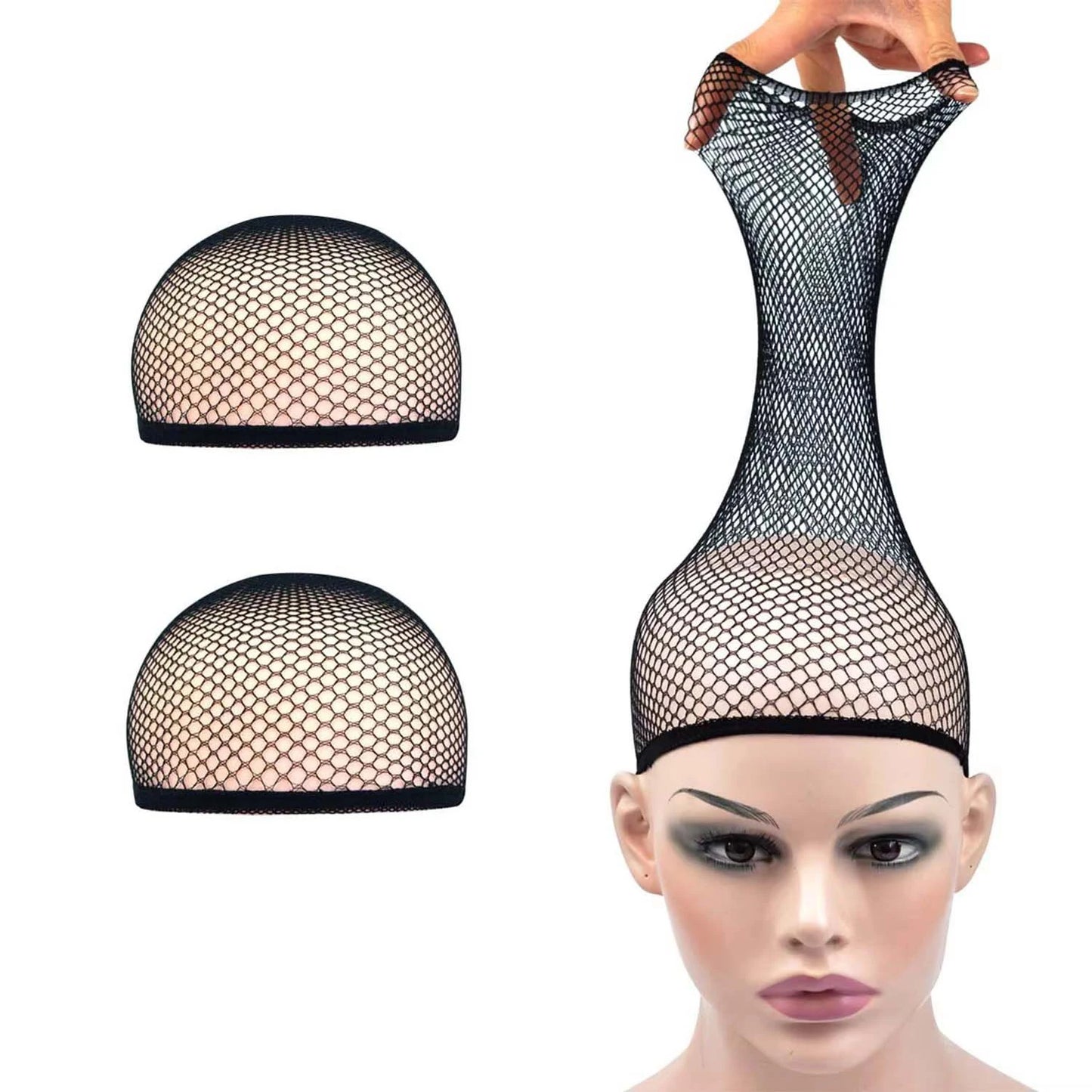 Mesh Wig Cap Stretchable Elastic Black Hair Net Stretch Open Ended Fishnet Wig Net Breathable Mesh Cap for Wig Accessories