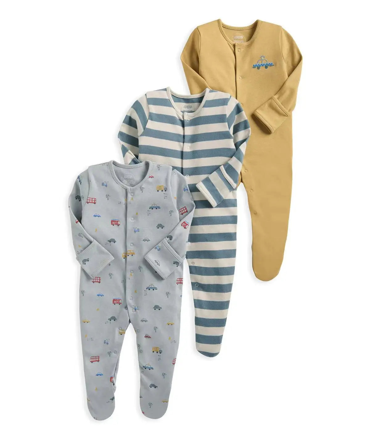 3pcs/Lot Cotton Soft Baby Romper Jumpsuit for Boys Girls with Zipper Footed Long Sleeve Pajama Sleepsuit Outfit Infant Clothes