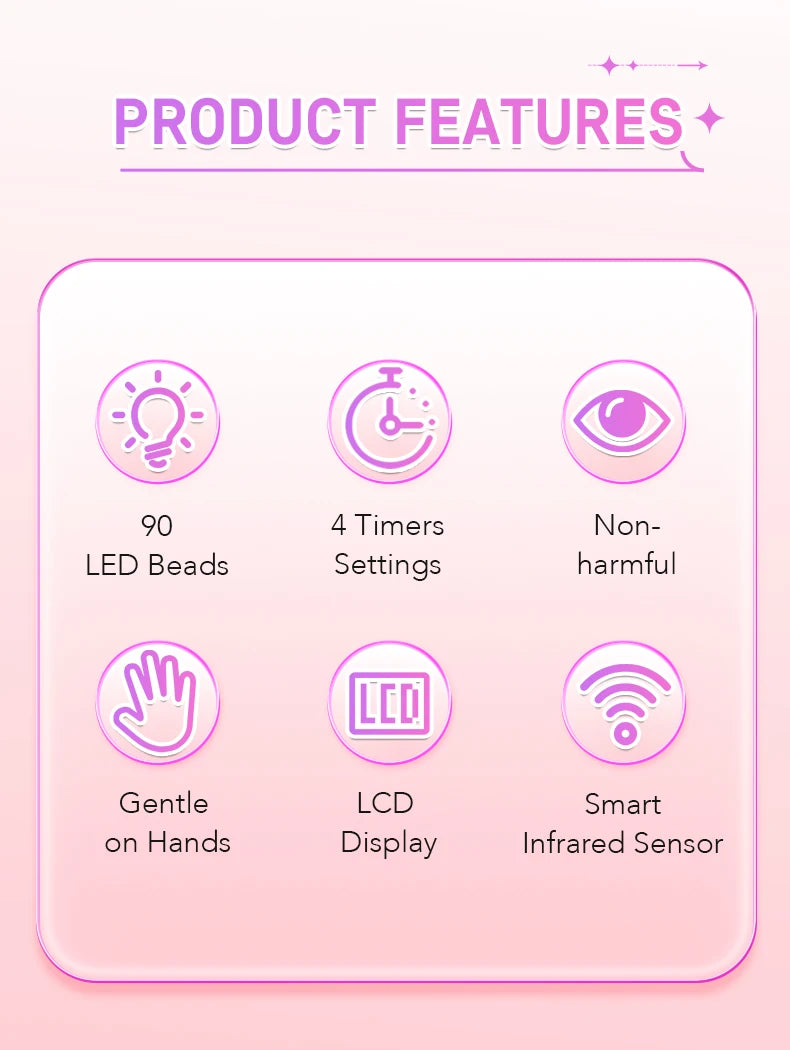 DianaBeauty 380W Professional UV LED Nail Lamp With LCD Display 90LEDS Nail Dryer for Drying All Gels Nail Polish Nail Art Tools