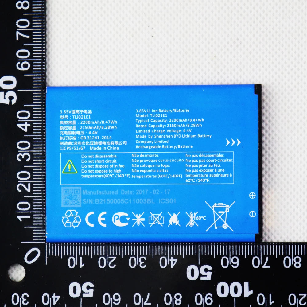 Phone Battery For Alcatel TLi013CA 1380mAh/TLi016D1 1680mAh/TLi017C7 1850mAh/TLi017D1 1850mAh/TLi019D7 2000mAh/TLi021E1 2200mAh