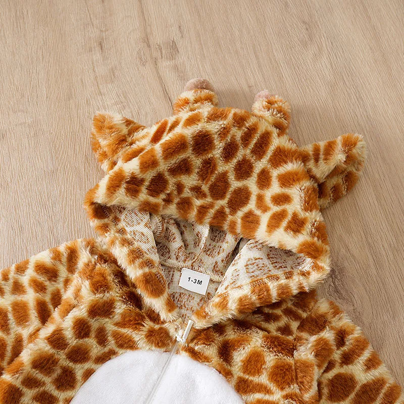 Autumn and Winter Baby Onesie Warmth Comfortable Giraffe Lovely Newborn Baby Boy Girl  0-18 Months Toddler Jumpsuit Hoodie Soft