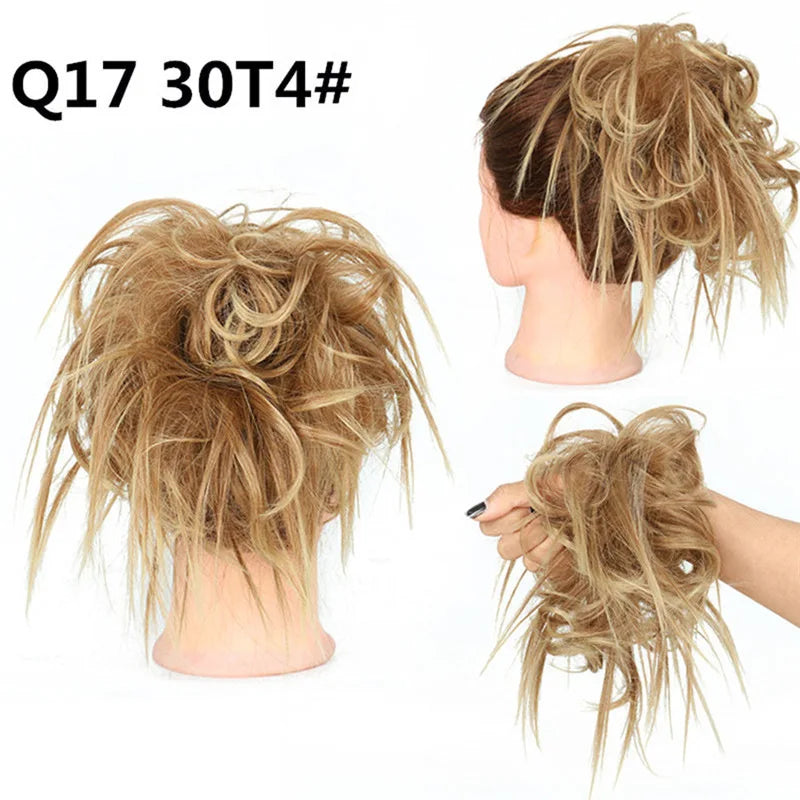 Synthetic Hair Bun Extensions Messy Curly Elastic Hair Scrunchies Hairpieces Synthetic Chignon Donut Updo Hair Pieces for Women