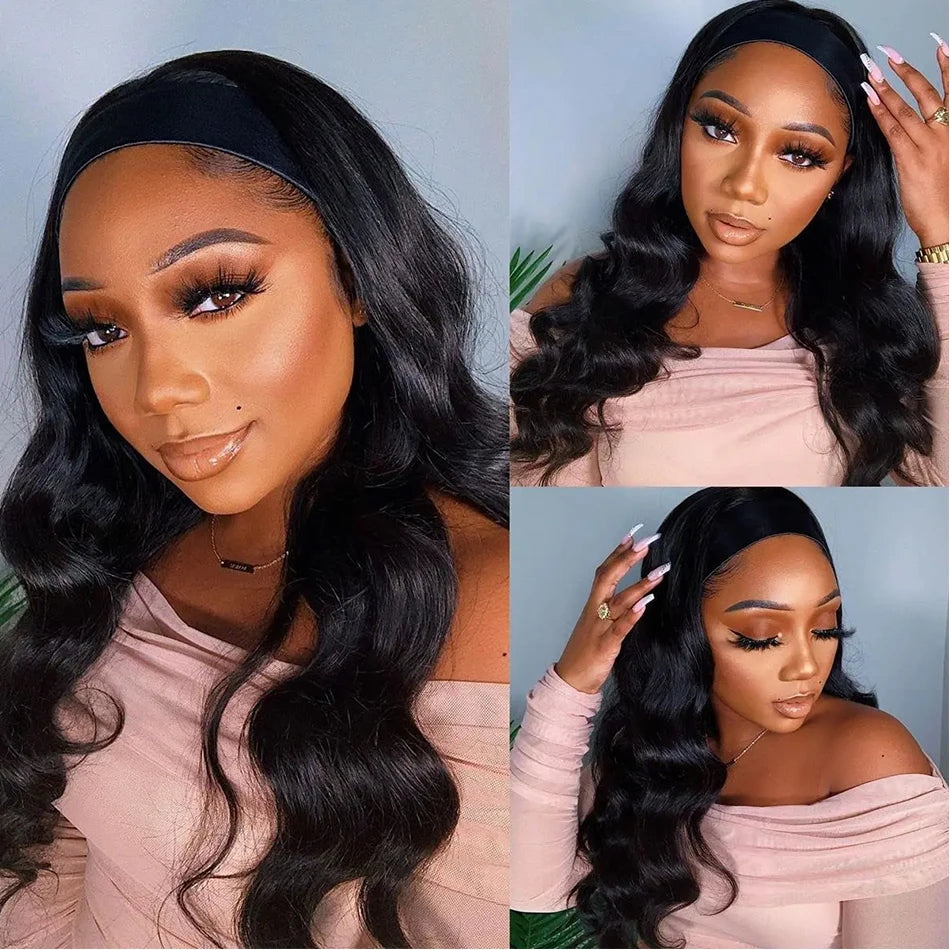 Headband Wig Human Hair Body Wave Glueless Wigs Full Machine Made Wig Peruvian Human Hair Wigs For Black Women Easy to Go 250%