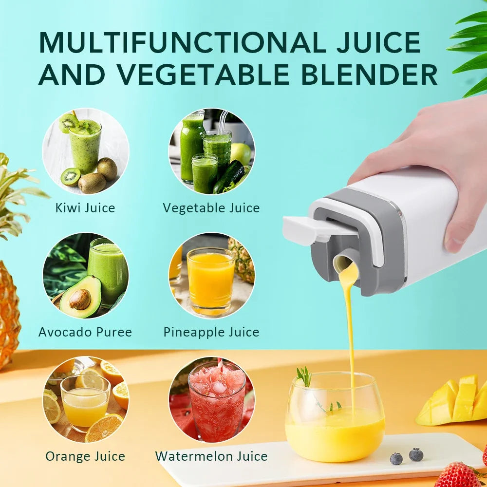 400ML Portable Electric Juicer 2 Cup Home Mini Multifunctional Wireless Blender USB Rechargeable Small Juice Cup Mixer Machine