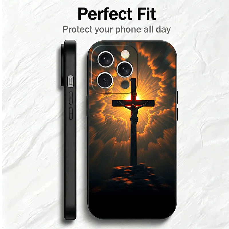 God Jesus Pray Cross Bible Soft Phone Case for iPhone 16 16E 17 Air 15 Pro Max 14 Plus 13 Mini 11 12 7 Black Cover Back Shell
