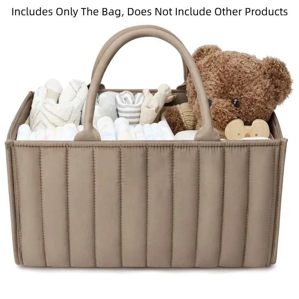 Large Capacity Baby Diaper Organizer Floral Beige Multi-Pocket Foldable Mommy Bag Multifunctional Portable Diaper Storage Bag