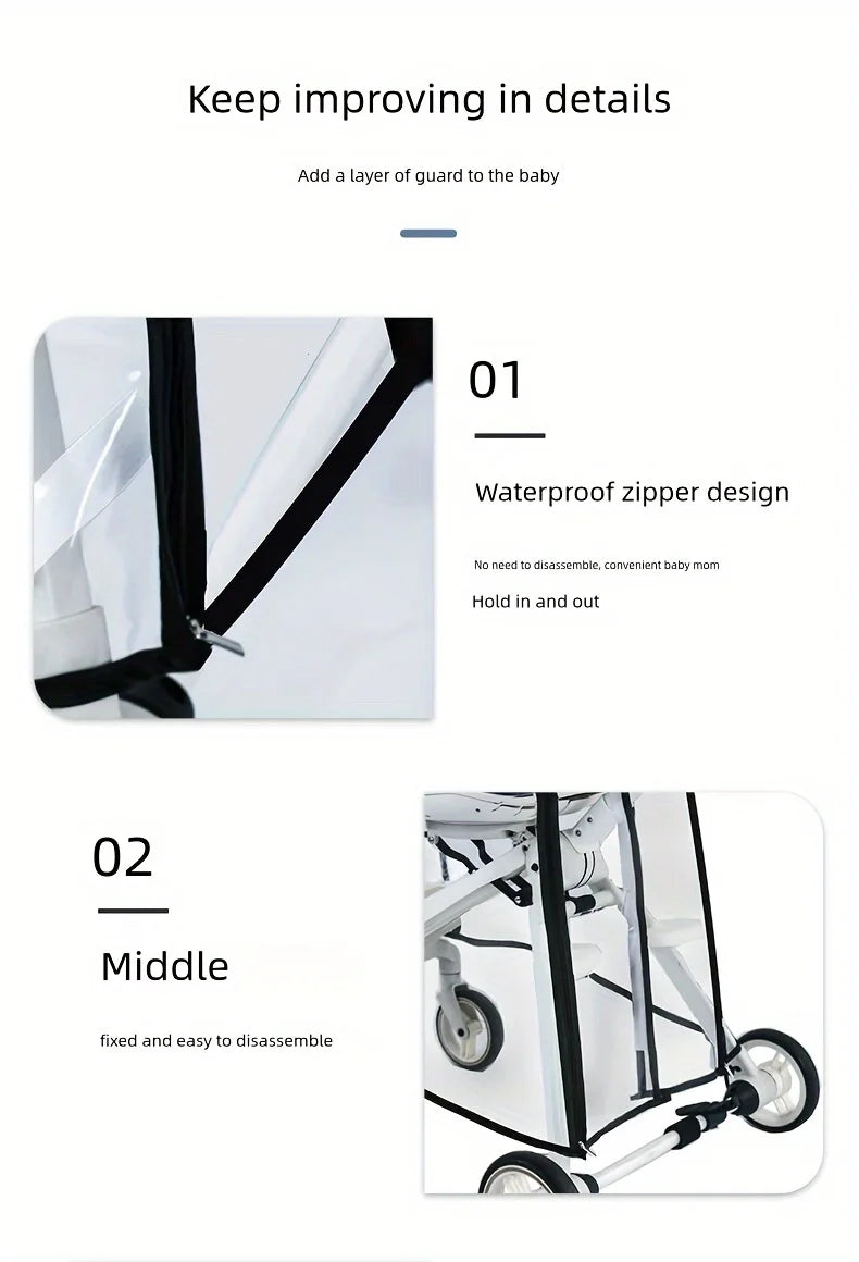 Compact Stroller Rain Cover Baby Stroller Cover for Toddler Umbrella Stroller Lightweight Travel Stroller Windproof Waterproof
