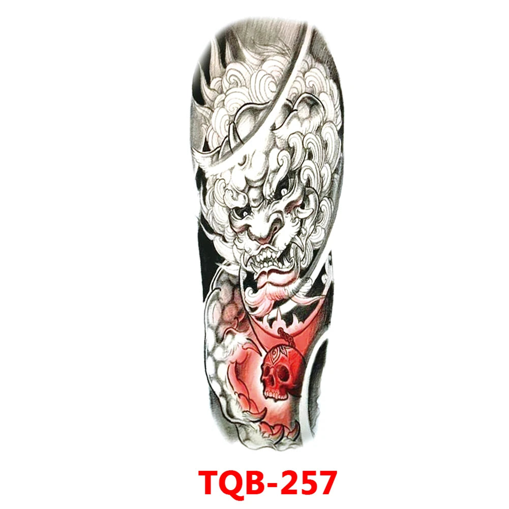 Large Arm Sleeve Tattoo Rose Gear Clock Eye Waterproof Temporary Tatto Sticker Lion Wolf King Body Art Full Fake Tatoo Women Men