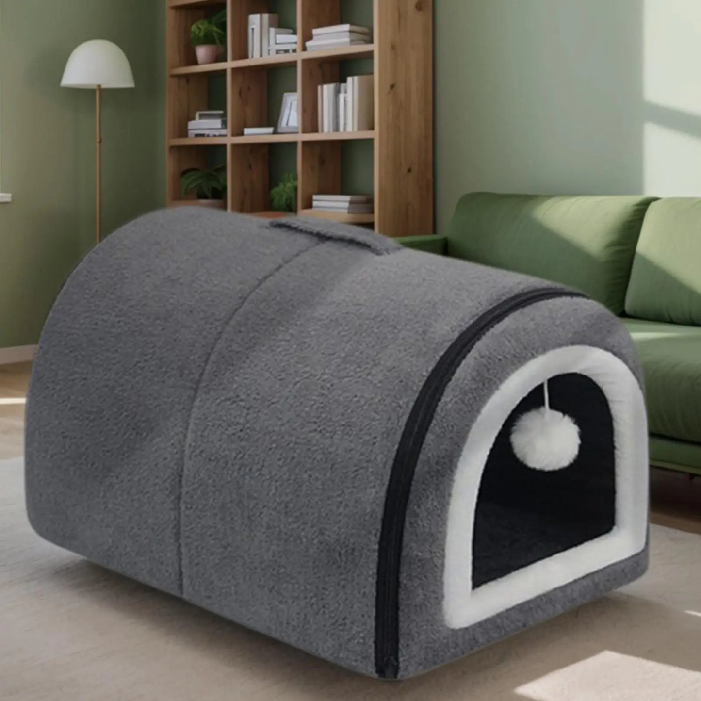 Heated Cat House Cat Bed Cave Temp Adjustment Semi-Enclosed Removable Warm Nest For Medium Breed Kitten Puppy All Season Indoor