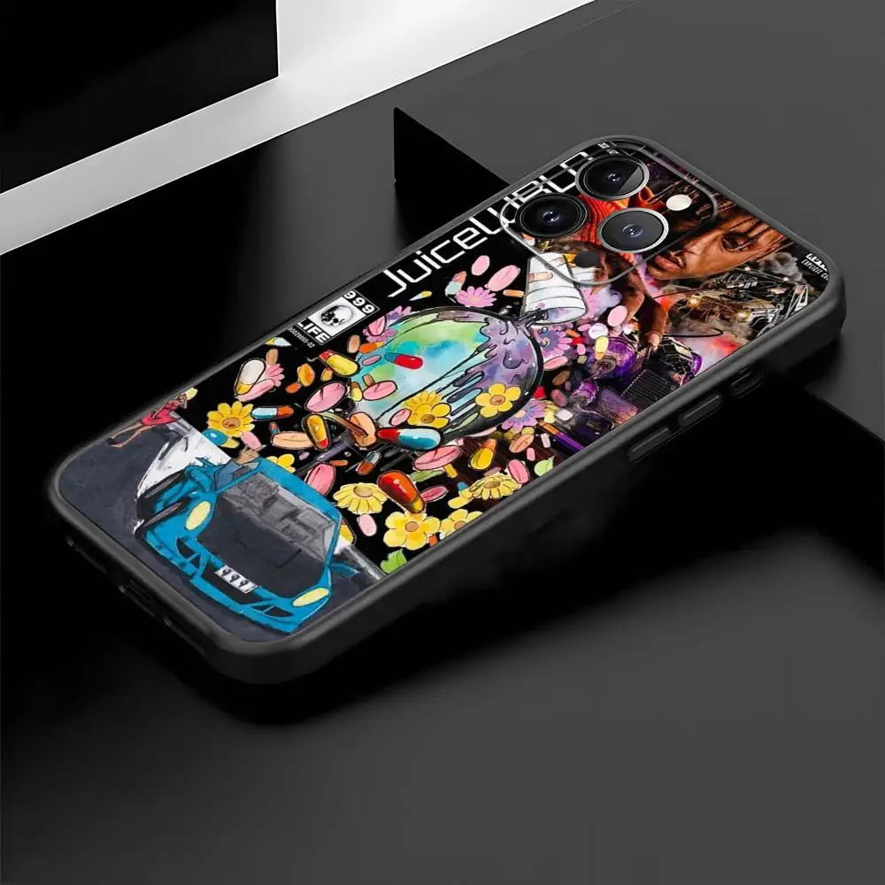 Juice cool 999 wrld fashion design ins Phone Case For iPhone 16 16e 15 14 13 12 11 Plus Mini Pro Max Soft black Shockproof Cover