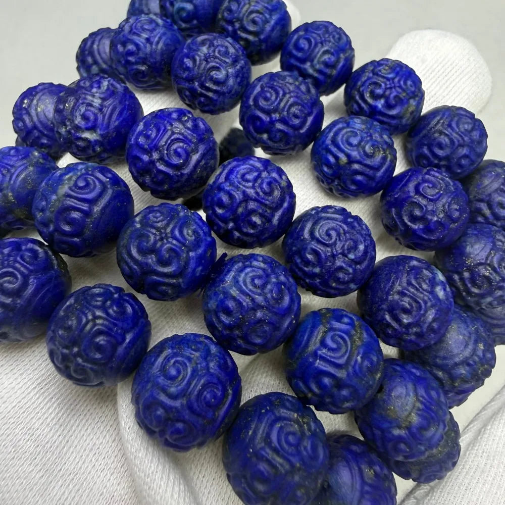 Natural Imperial Blue Lapis Lazuli Carved Loose Beads Stone Afghanistan Origin Fashion Jewelry DIY Auspicious Prestyle & Meihan