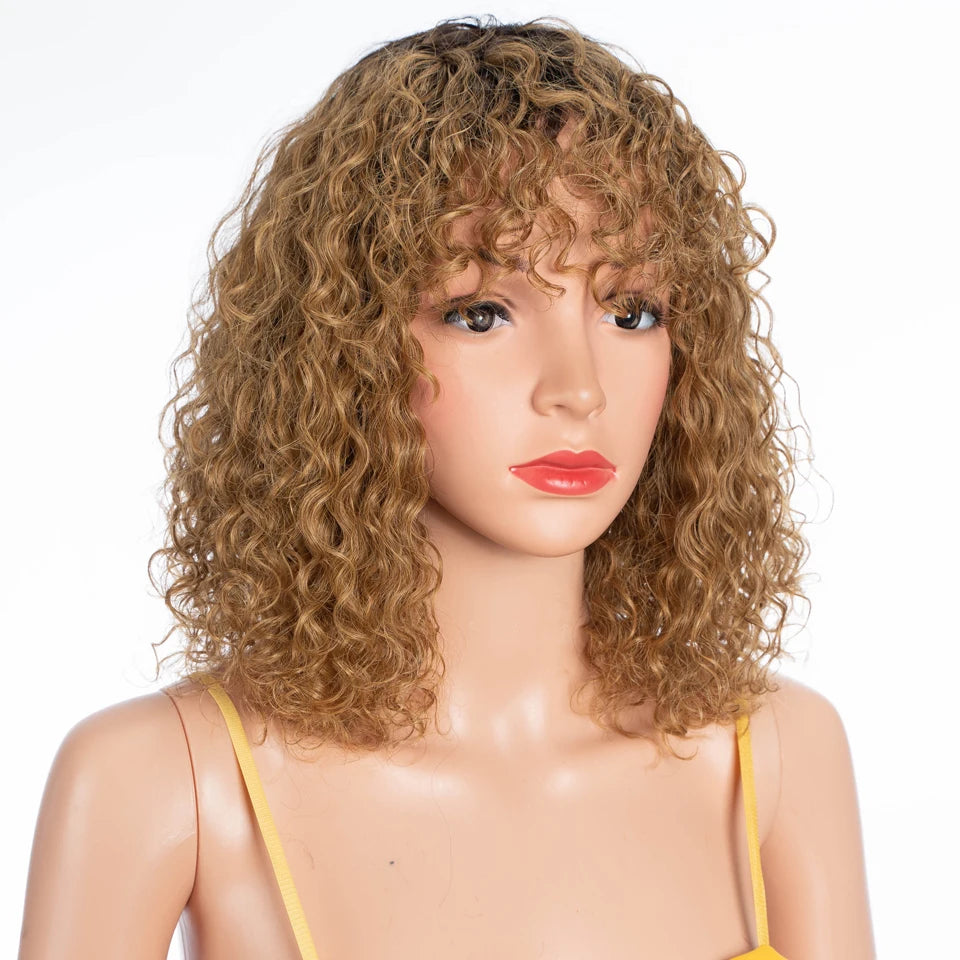 Lekker Blonde Long Pixie Afro Kinky Curly Bob 100% Human Hair Wigs For Women Brazilian Remy Hair Full Machine Made Clearance