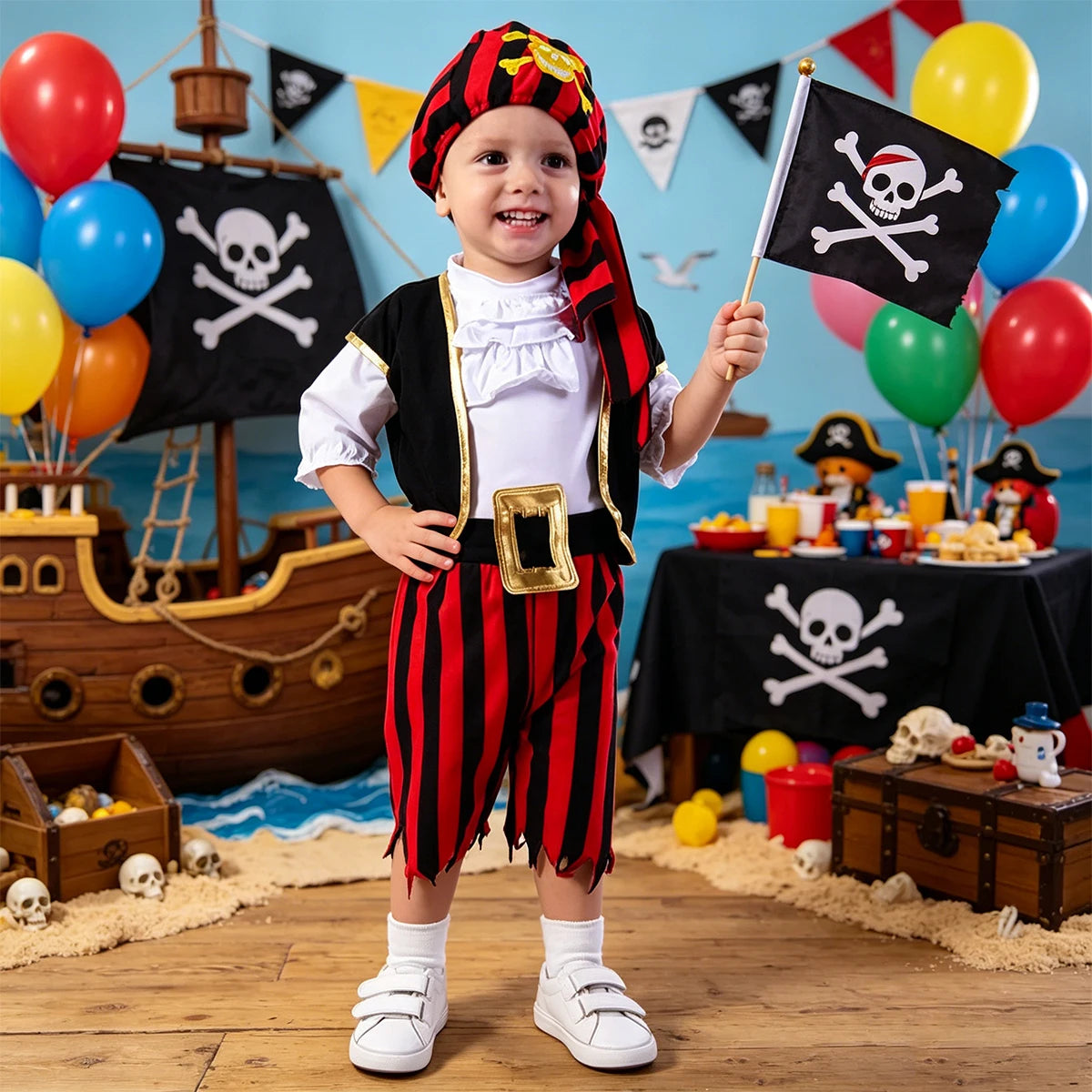 Baby Pirate Costumes Infant Carnival Purim Costume Boys Captain Cosplay Romper Halloween Outfits Fancy Clothe with Pirate Hat
