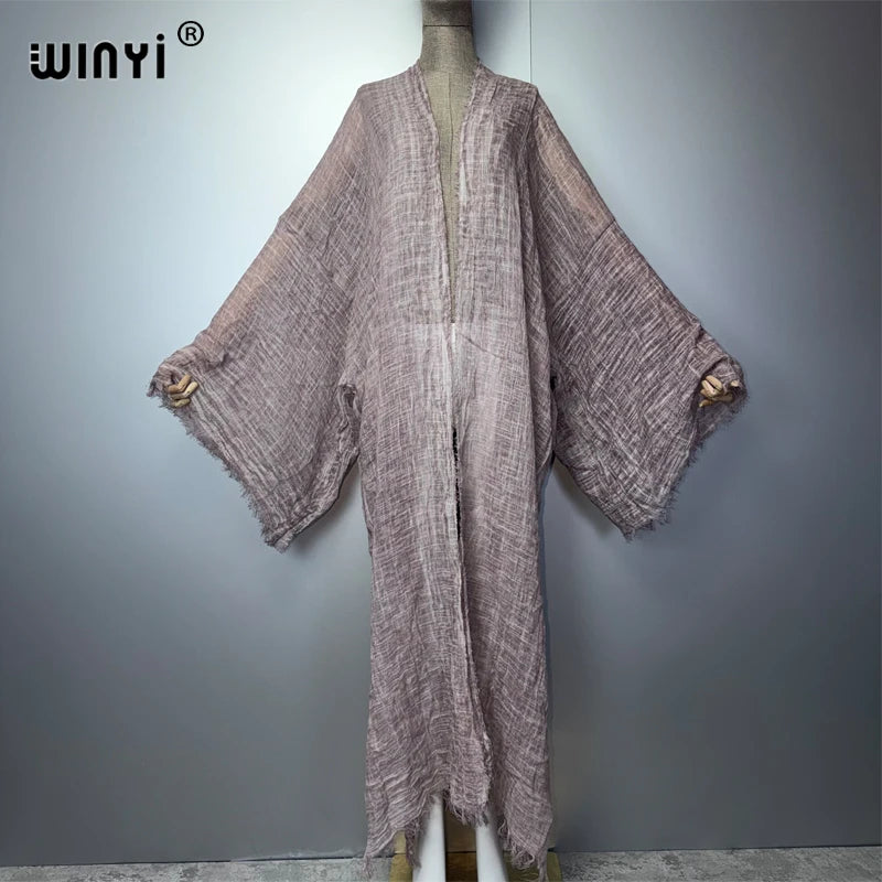 WINYI Women's Soft Cardigan Boho Maxi Dress Comfortable Loose beachwear Cover Up Kimono abaya dubai luxury  Party Africa Style