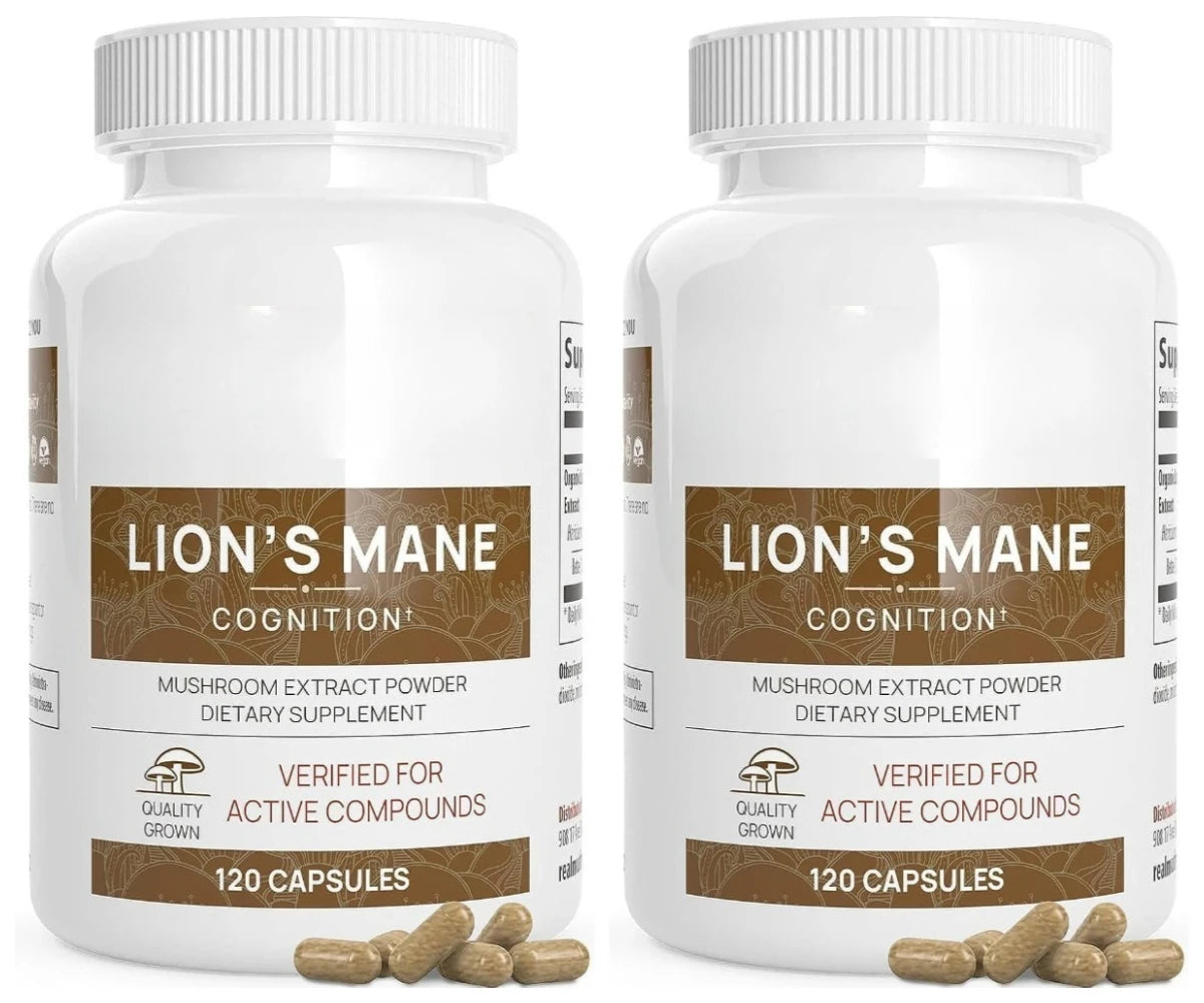 Lion’s Mane Mushroom Extract Capsules 1000mg, 300mg Beta Glucans, 120 Count, Vegan Non-GMO Gluten Free Daily Blend