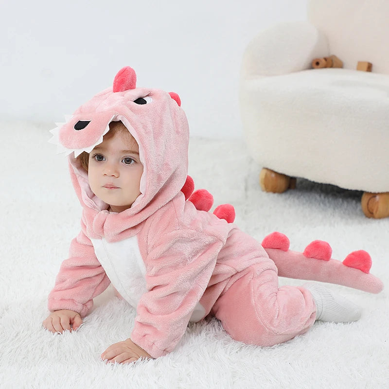 Halloween Baby Rompers Kigurumis Lovely Dinosaur Cartoon Pajamas Clothes Infant Boys Girls Baby Onesie Romper Newborn Hooded