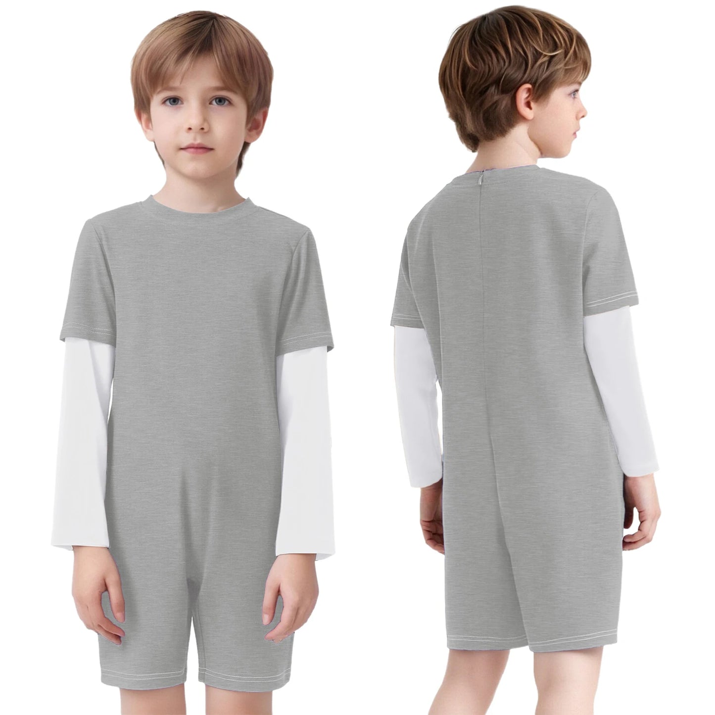 Children Special Needs Adaptive Clothing Solid Color Long Sleeve Zipper Back Jumpsuit Cotton Rompers Workout Sports Bodysuit