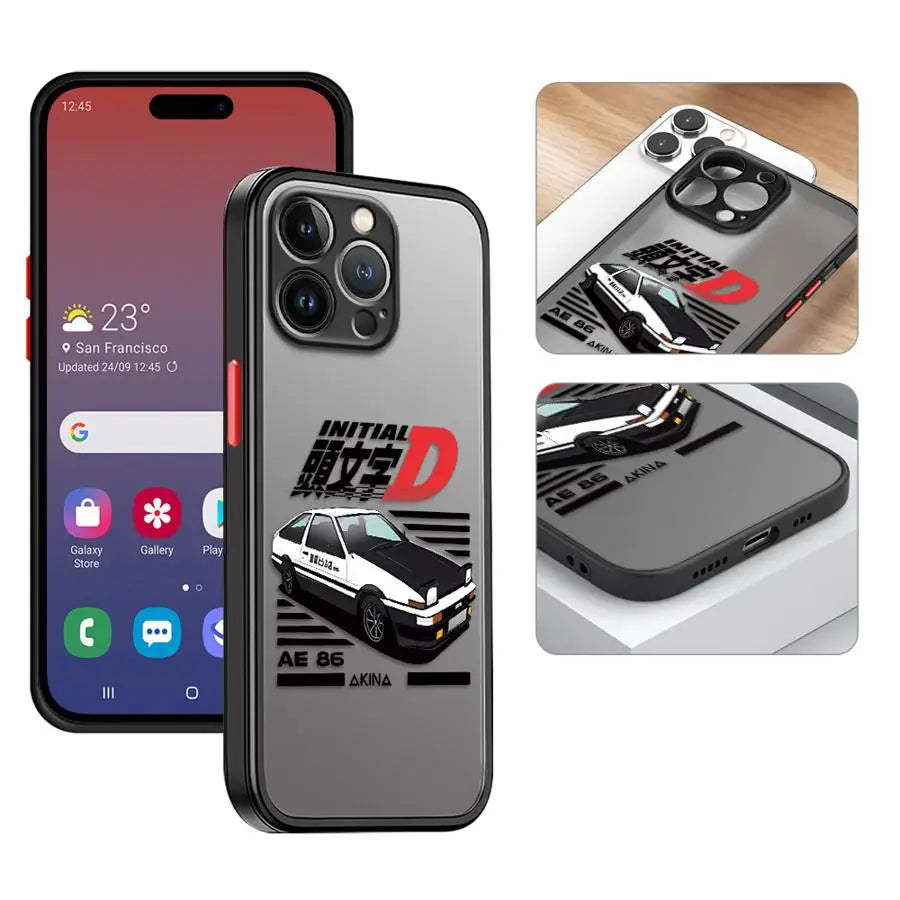 Back Phone Cover Case for iPhone 12 17 16 Pro Max 17 Air 13 Mini 16e 11 XS 15 Plus 14 Anime Initial D AE86