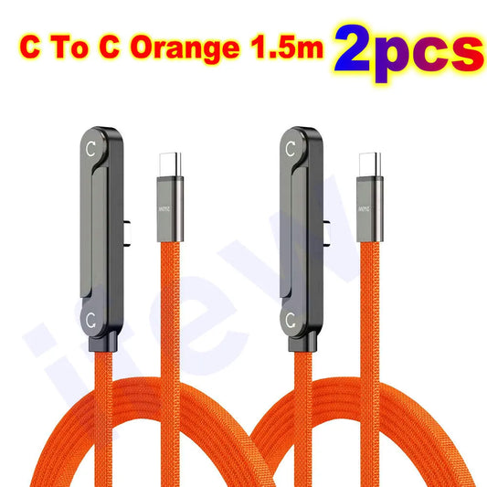 240W PD Type C Fast Charging Flat Kick Cable With Phone Holder Stand Bracket for Gaming Video Ellow Data Cord for iPhone 17 16