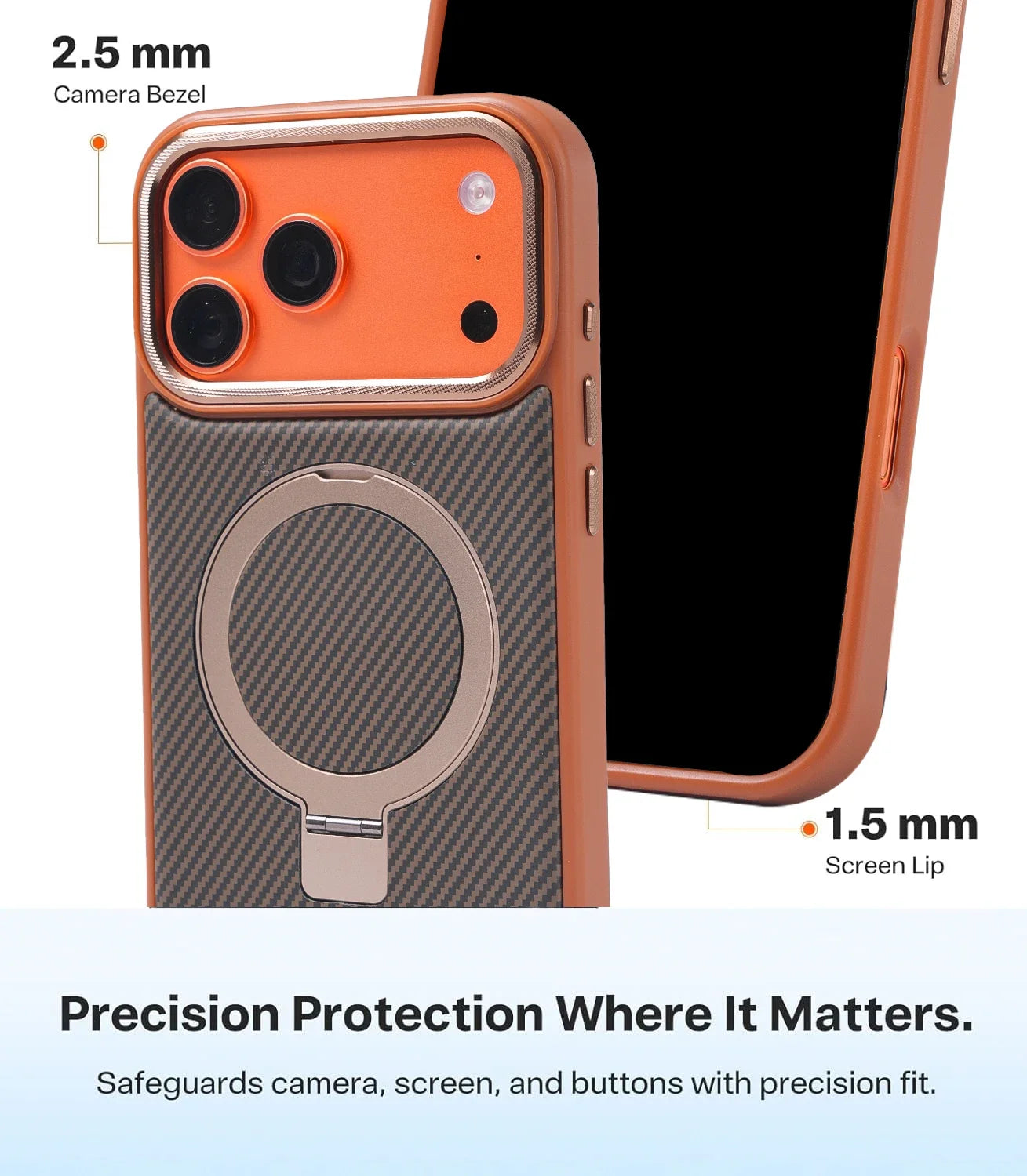 Carbon Fiber 360°Rotatable Magnetic Ring Stand Case Support Magnetic Wireless Charging Plating Camera Shockproof Cover For Phone