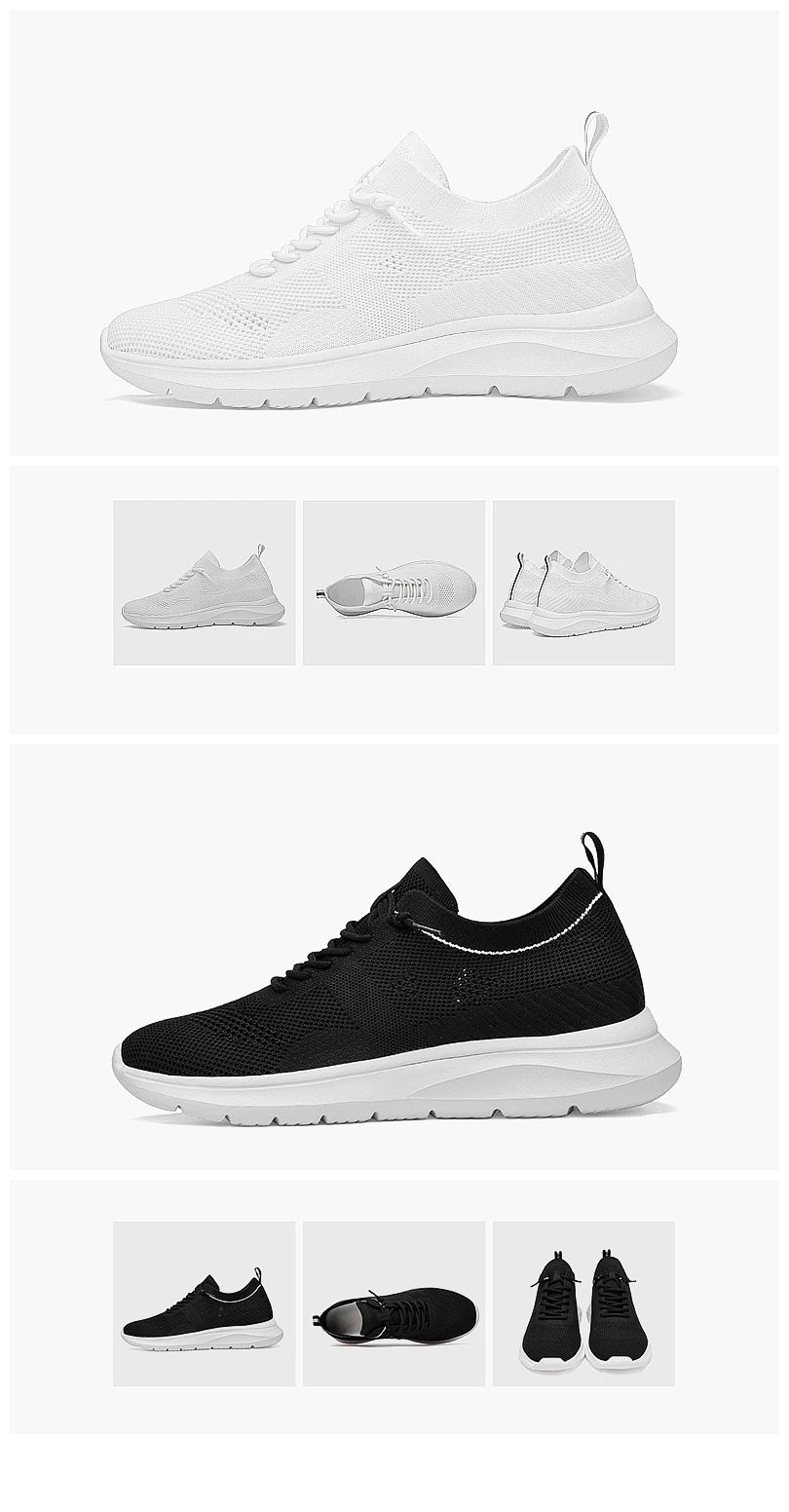 Unisex 6CM Height Increase Breathable Mesh Casual Shoes Lightweight Comfortable Elevator Sneakers for Men & Women Walking Shoes