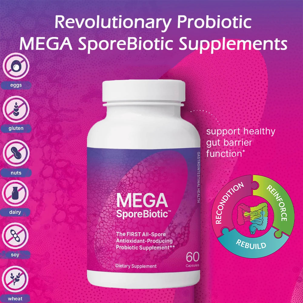MegaSporeBiotic Probiotics Capsule for Digestive & Gut Health - Mens & Womens Probiotic Nutritional Supplements with Spore-Based