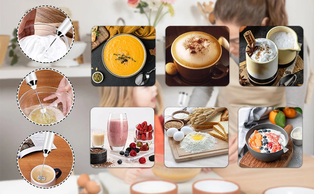 Mini Milk Frother For Coffee Mixer Handheld Egg Blender Electric Milk Foamer For Matcha Cappuccino Creamer Whisk Frothy Bubbler