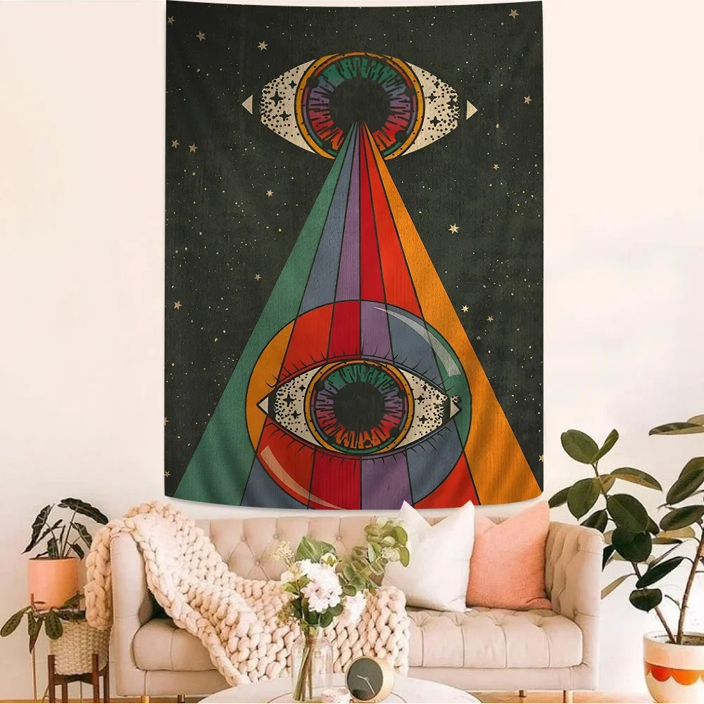 Retro Bohemian Psychedelic 70s DIY Wall Tapestry Science Fiction Art Home Decor for Room