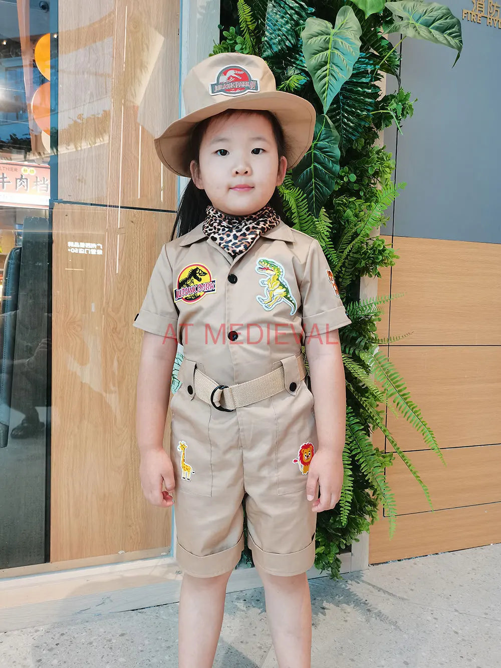 Halloween  African Wildlife Explorer Jumpsuit Dinosaur Animal Manager Jurassic Park Safari Performance Costume Safari Guide