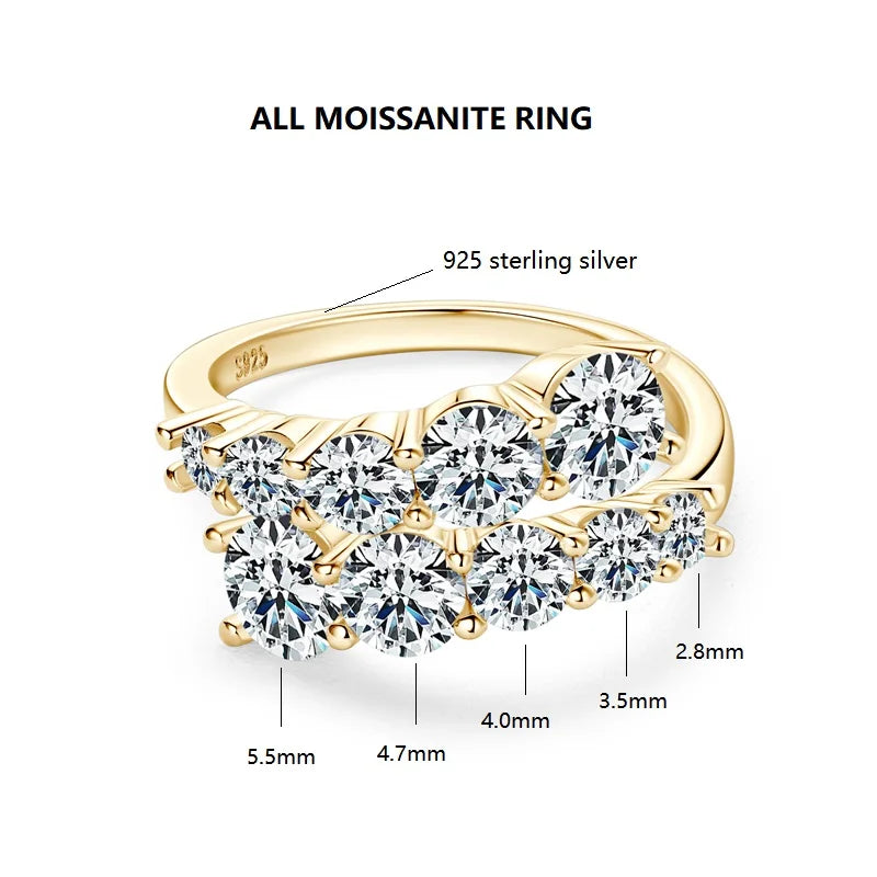 Anziw 925 Silver Moissanite Rings Woman Bands 10 Stones 3.26cttw Sparkling Diamond Twist Shank Wedding Ring Engagement Jewelry
