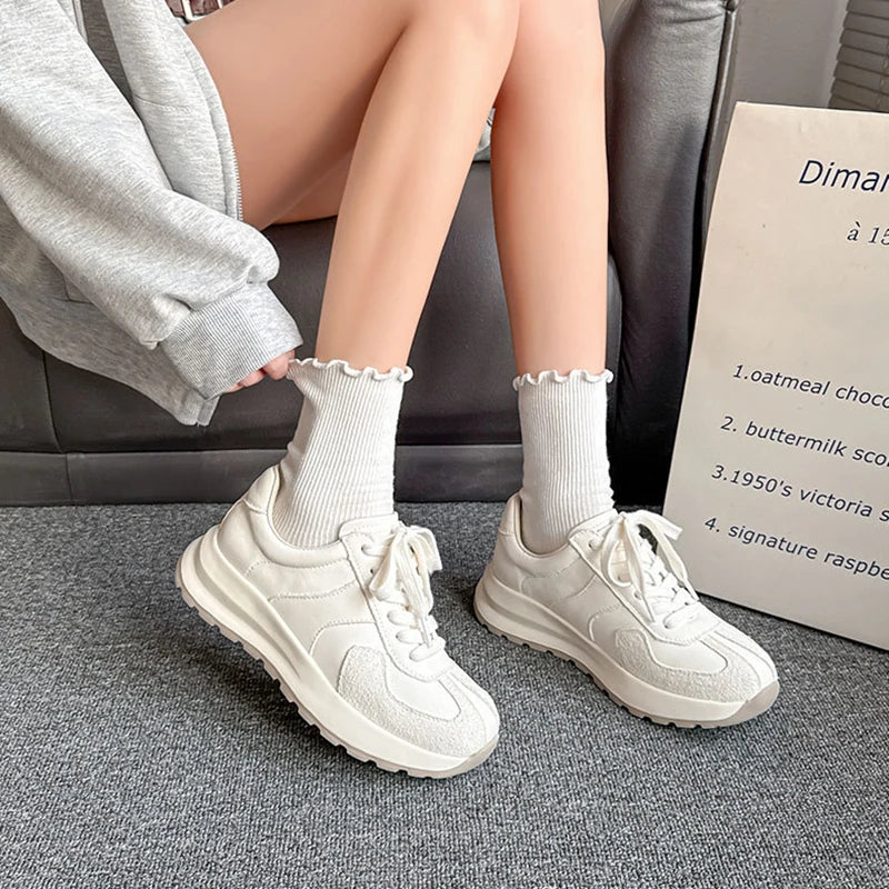 Women's Sneakers Shoes 2026 New Woven Non-slip Genuine Leather Sneakers For Women Large Size Breathable Casual Shoes Female