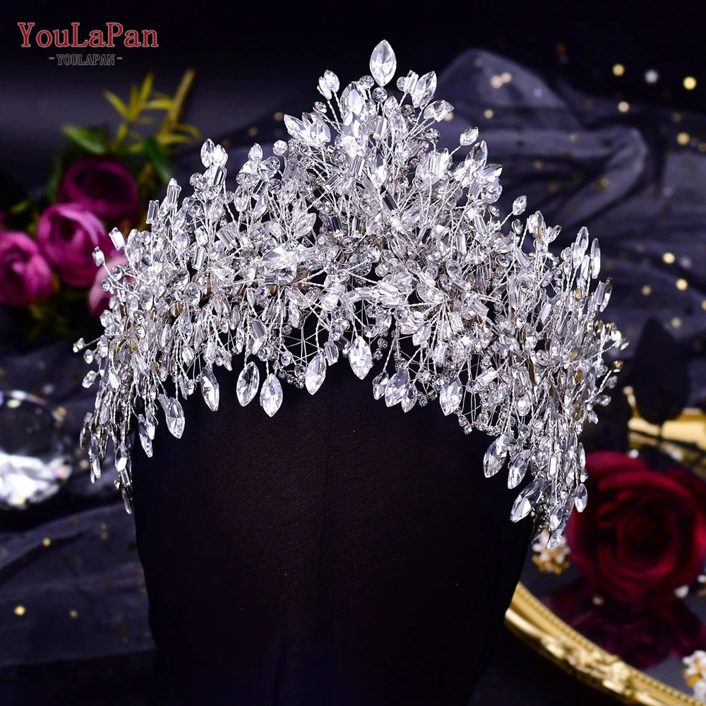YouLaPan Bridal Hair Accessories Wedding Headband Rhinestone Headdress Bride Tiara Prom Wedding Hair Jewelry Queen Crown HP431